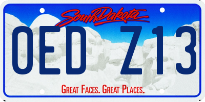SD license plate 0EDZ13