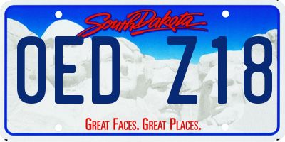 SD license plate 0EDZ18