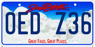 SD license plate 0EDZ36