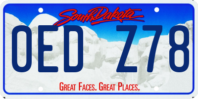 SD license plate 0EDZ78