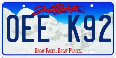 SD license plate 0EEK92