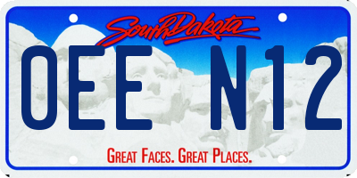 SD license plate 0EEN12