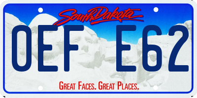 SD license plate 0EFE62