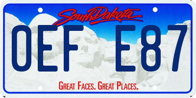 SD license plate 0EFE87