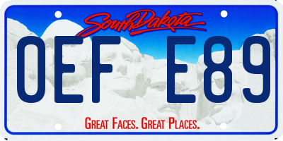 SD license plate 0EFE89