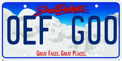 SD license plate 0EFG00