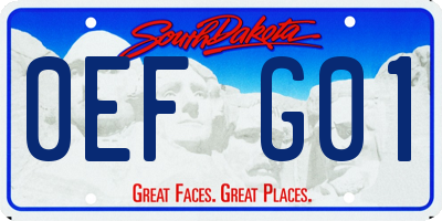 SD license plate 0EFG01