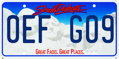 SD license plate 0EFG09