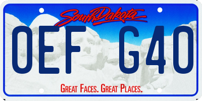 SD license plate 0EFG40
