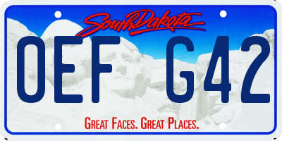 SD license plate 0EFG42