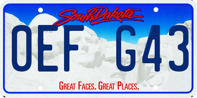 SD license plate 0EFG43