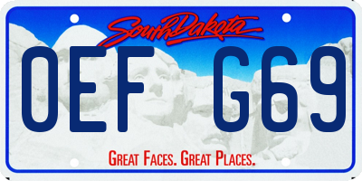 SD license plate 0EFG69