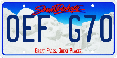 SD license plate 0EFG70