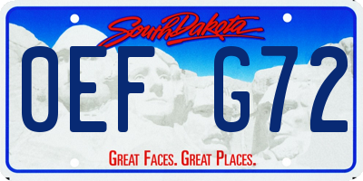 SD license plate 0EFG72