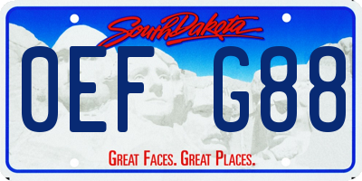SD license plate 0EFG88