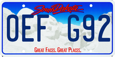 SD license plate 0EFG92