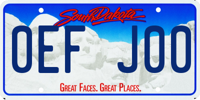 SD license plate 0EFJ00