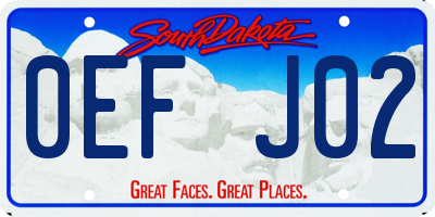 SD license plate 0EFJ02
