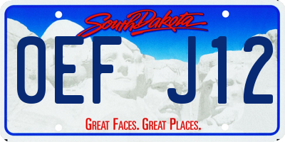 SD license plate 0EFJ12