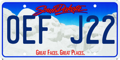 SD license plate 0EFJ22