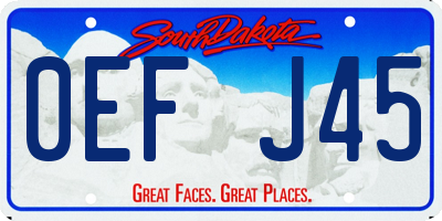 SD license plate 0EFJ45