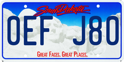 SD license plate 0EFJ80