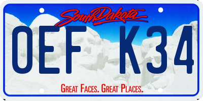 SD license plate 0EFK34