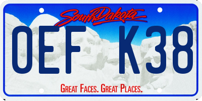SD license plate 0EFK38