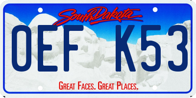 SD license plate 0EFK53
