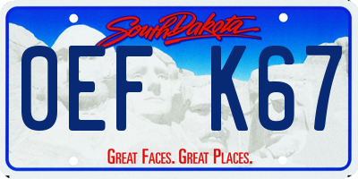 SD license plate 0EFK67