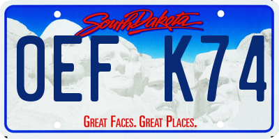 SD license plate 0EFK74