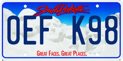 SD license plate 0EFK98