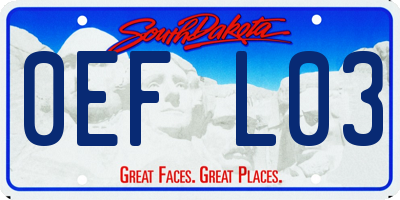 SD license plate 0EFL03