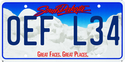 SD license plate 0EFL34