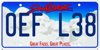 SD license plate 0EFL38