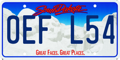 SD license plate 0EFL54