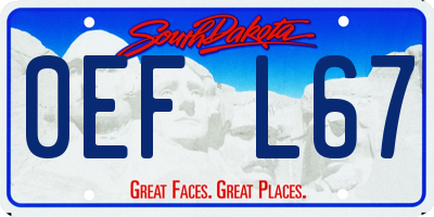 SD license plate 0EFL67