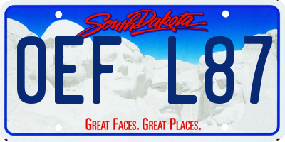 SD license plate 0EFL87
