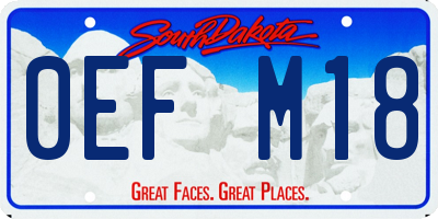 SD license plate 0EFM18