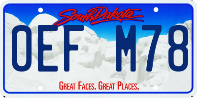 SD license plate 0EFM78