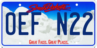 SD license plate 0EFN22