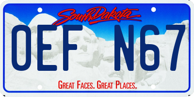 SD license plate 0EFN67