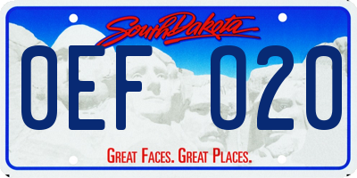 SD license plate 0EFO20
