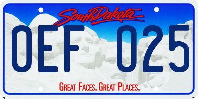 SD license plate 0EFO25