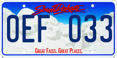 SD license plate 0EFO33