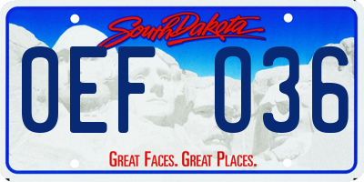 SD license plate 0EFO36