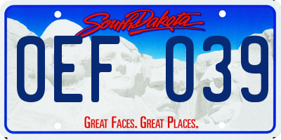 SD license plate 0EFO39