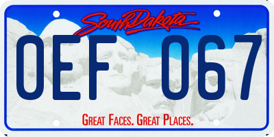 SD license plate 0EFO67