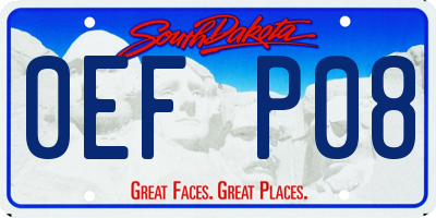 SD license plate 0EFP08