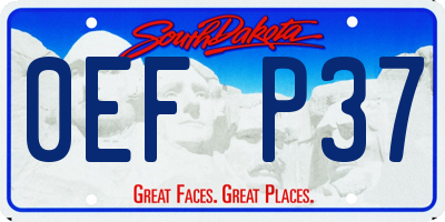 SD license plate 0EFP37
